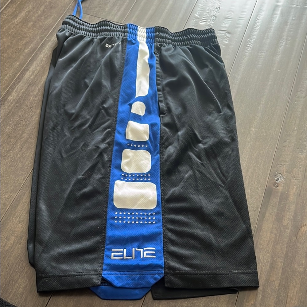 Nike Black and Blue Athletic Shorts with Mesh Design with pockets size medium